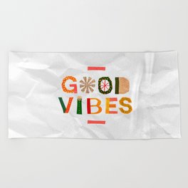 Good Vibration paper collage. Summer gifts. Beach Towel