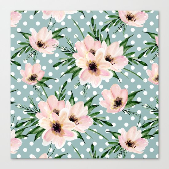 Vintage pattern. Watercolor flowers Canvas Print