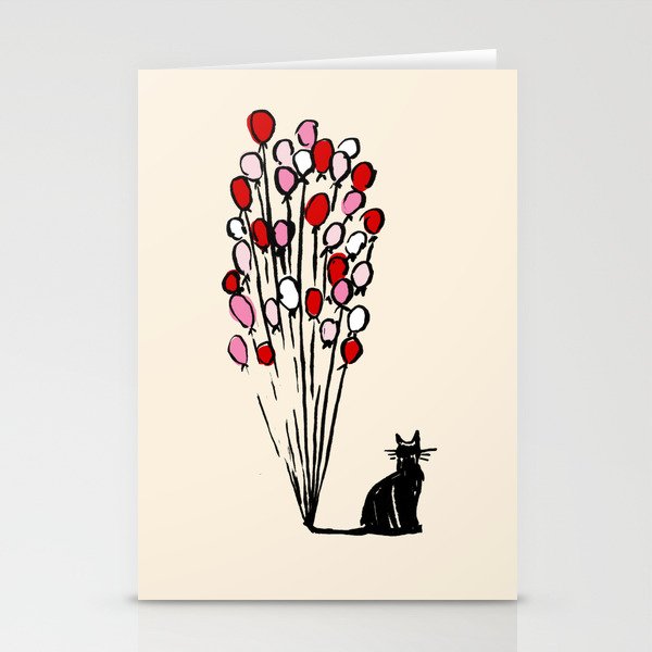 Cat with Balloons Stationery Cards