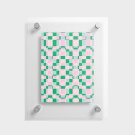 Modern Checkerboard in Pink and Green  Floating Acrylic Print