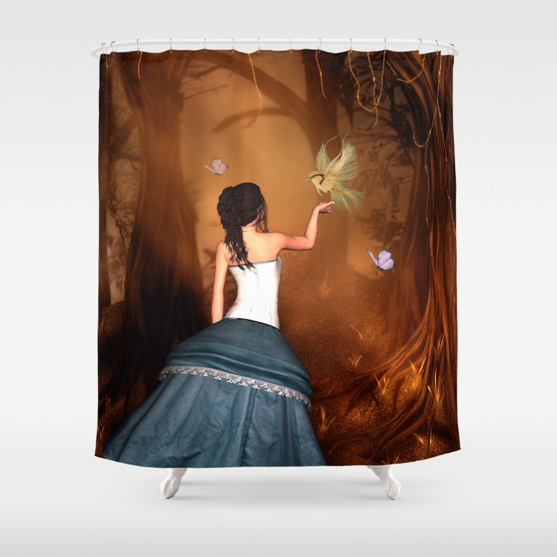 Wonderful Fairy With Fantasy Bird Shower Curtain