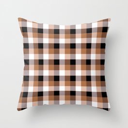 Gingham Plaid Fabric - Tan Ocre Brown Throw Pillow