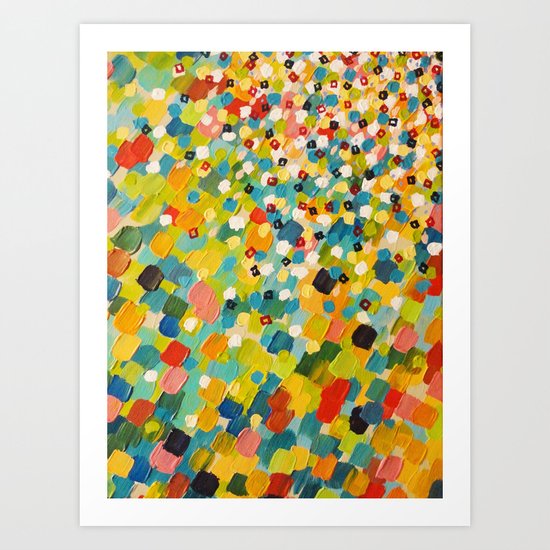 SWEPT AWAY 3 - Fresh Green Colorful Rainbow Ocean Waves Mermaid Splash Abstract Acrylic Painting Art Print