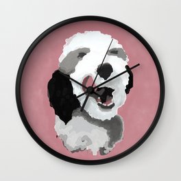 Watercolor Sheepadoodle Wall Clock