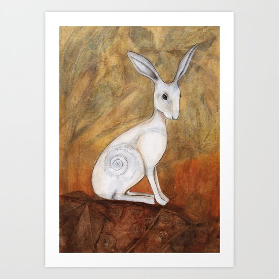 White Hare at Sunset Art Print