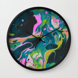 LEECHES & THIEVES Wall Clock | Holographic, Marble, Acrylic, Paint, Graphicdesign, Pattern, Painting, Fluid, Color, Watercolor 
