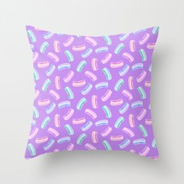 Pastel Hotdog Sprinkles Repeating Pattern Throw Pillow