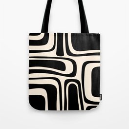 Palm Springs - Midcentury Modern Abstract Pattern in Black and Almond Cream  Tote Bag