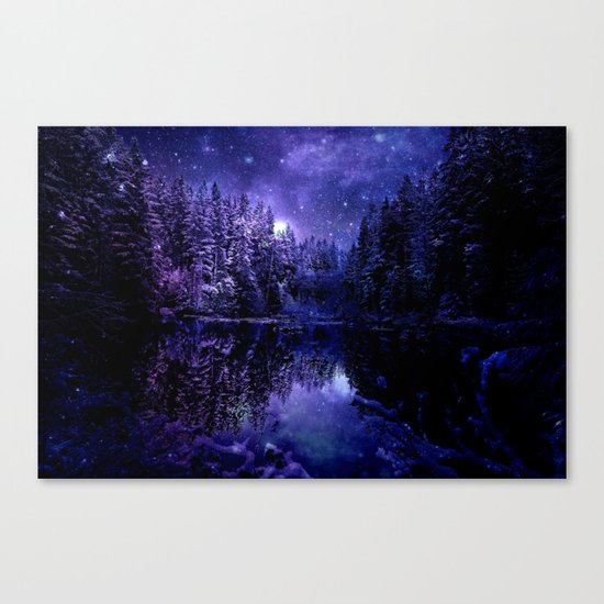 Winter Forest Deep Purple Blue Canvas Print