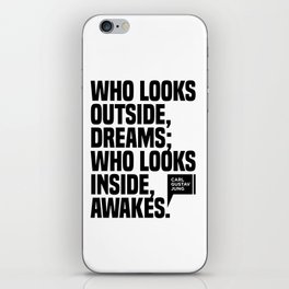 Who looks outside dreams - Carl Gustav Jung Quote - Literature - Typography Print 1 iPhone Skin