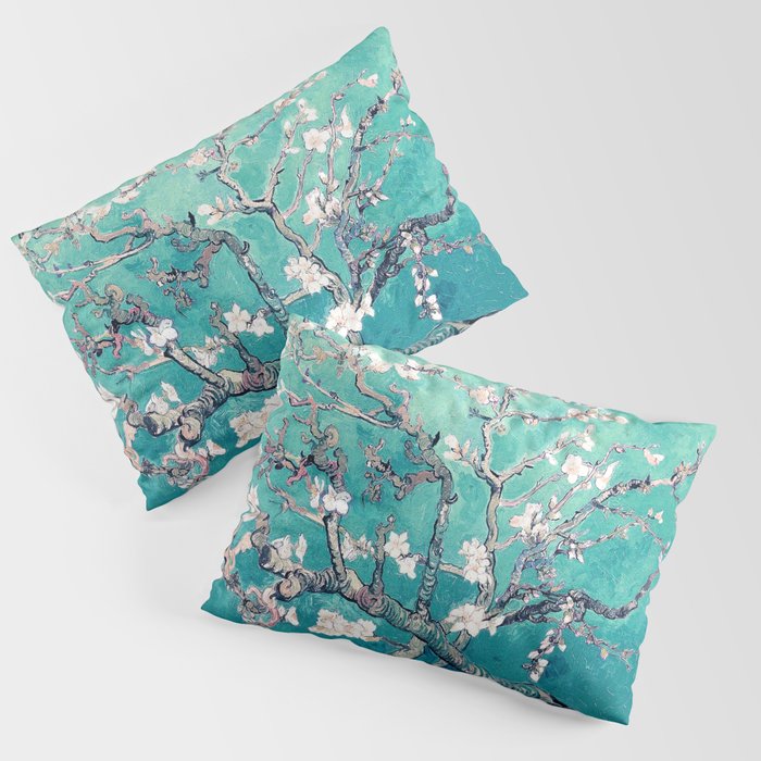 Vincent Van Gogh Almond Blossoms Turquoise Pillow Sham