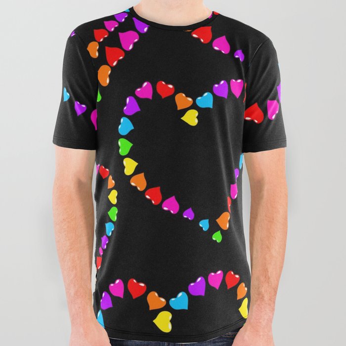 Rainbow Hearts All Over Graphic Tee