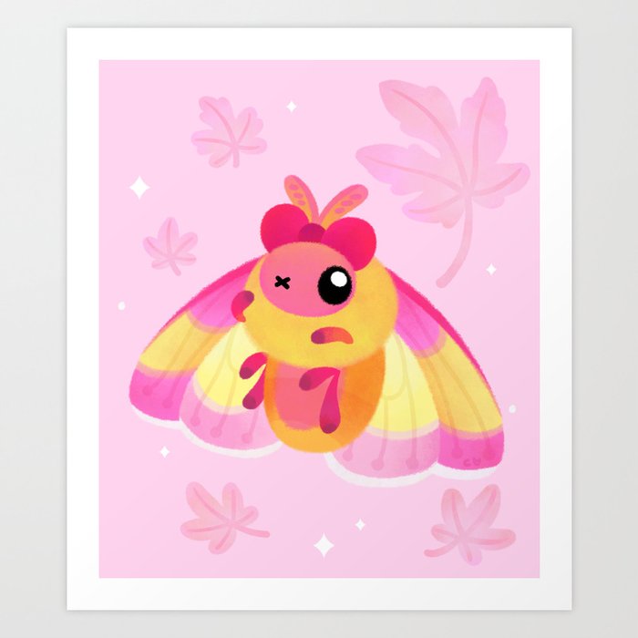 Rosy Maple Moth (large), an art print by Lo Rae Creates - INPRNT