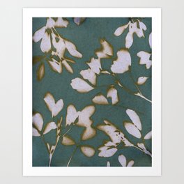 Botanical Whispers / Cyan & Green Art Print