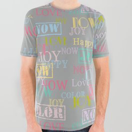 Enjoy The Colors - Colorful typography modern abstract pattern on gray background All Over Graphic Tee