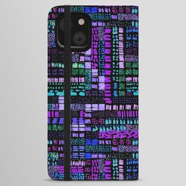 purple teal vibrant ink marks hand-drawn collection iPhone Wallet Case