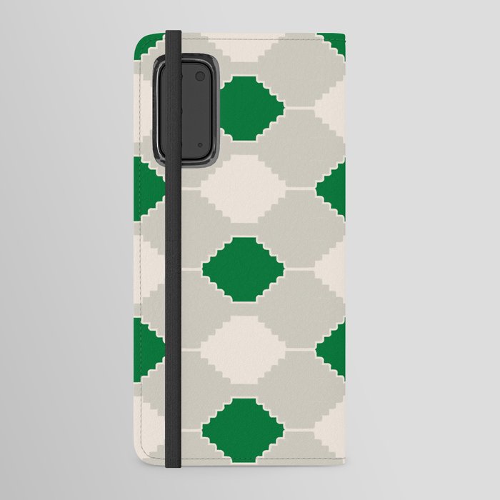 Abstract Southwest Plaid Pattern in Green and Light Grey Android Wallet Case