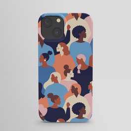 Female diverse faces of different ethnicity blue iPhone Case