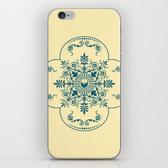 Decorative Pattern in Creme and Blue iPhone & iPod Skin