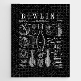 Bowling Pin Ball Bowler Retro Vintage Patent Print Jigsaw Puzzle