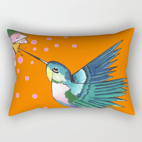 Hummingbird Orange Rectangular Pillow