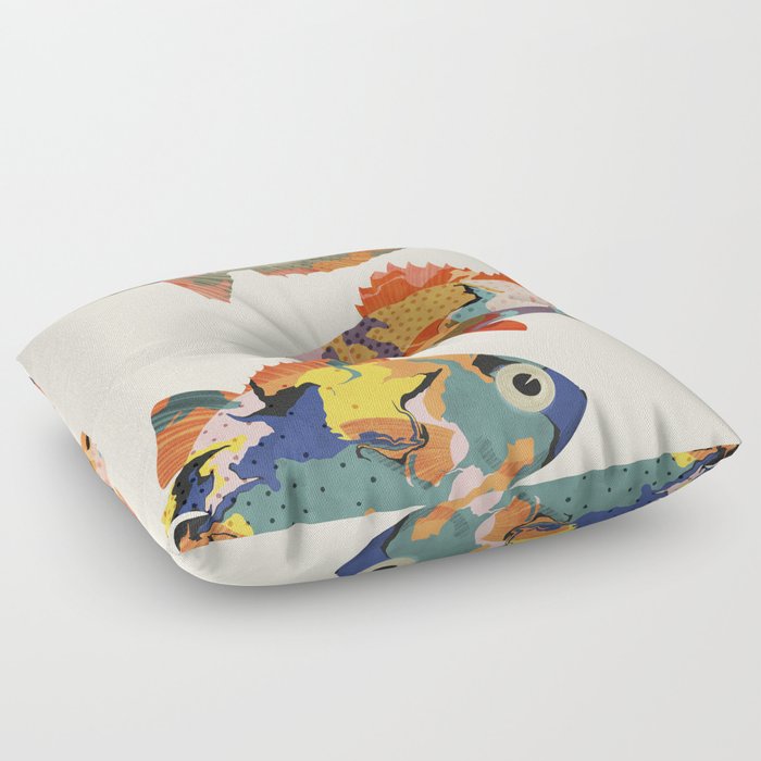 Fish collage Floor Pillow