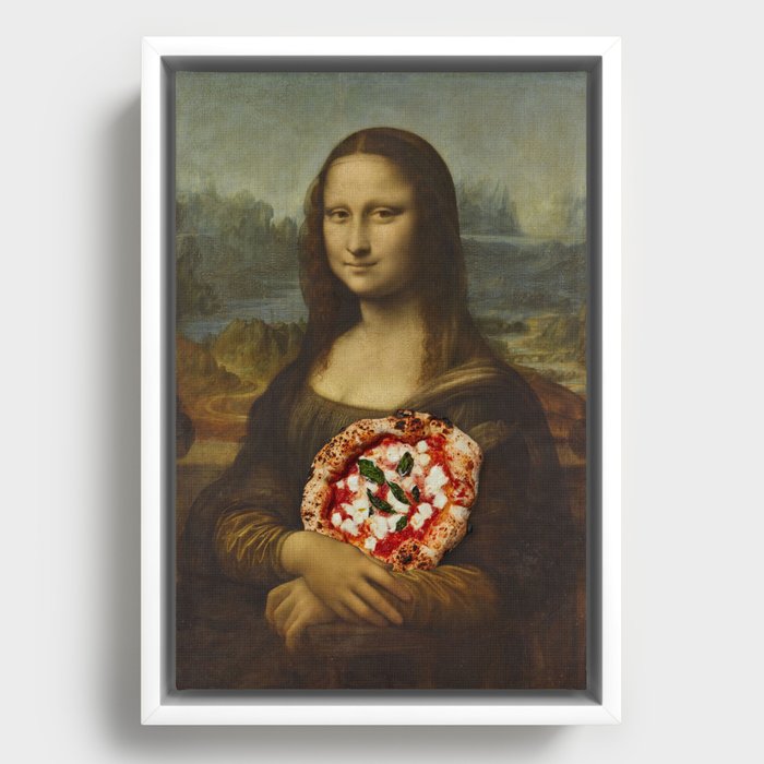 Portrait of Mona Lisa del Giocondo Pizza Leonardo da Vinci Framed Canvas