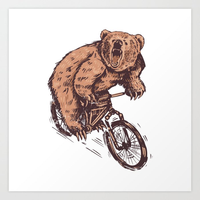 CYCLIST BEAR Art Print
