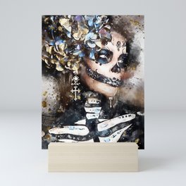 Halloween Skeleton Skull Woman Beauty Makeup Mini Art Print