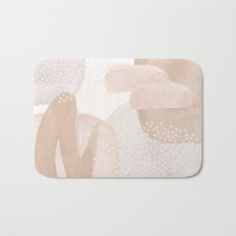 Abstract Neutral Beige Blush Gray Shapes, Brushstrokes Watercolor Painting no.1 Bath Mat
