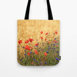 Fields of Wheat, Poppies and Cornflowers Tote Bag