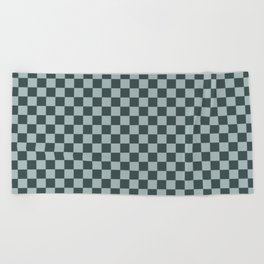 Checkerboard Pattern Inspired By Night Watch PPG1145-7 & Blue Willow Green PPG1145-4 Beach Towel