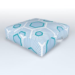 Honeycomb pattern design over light blue background. Outdoor Floor Cushion