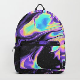 CHILD I WILL HURT YOU Backpack | Vaporwave, Illustration, Color, Abstract, Space, Texture, Graphicdesign, Purple, Pattern, Iridescent 