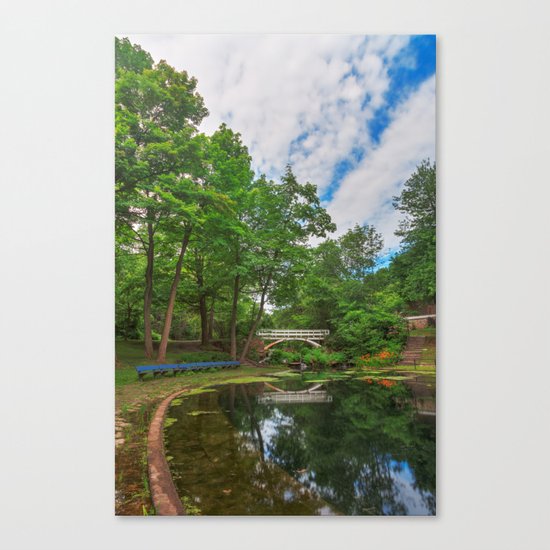 Jean-Drapeau Arch Pond Canvas Print