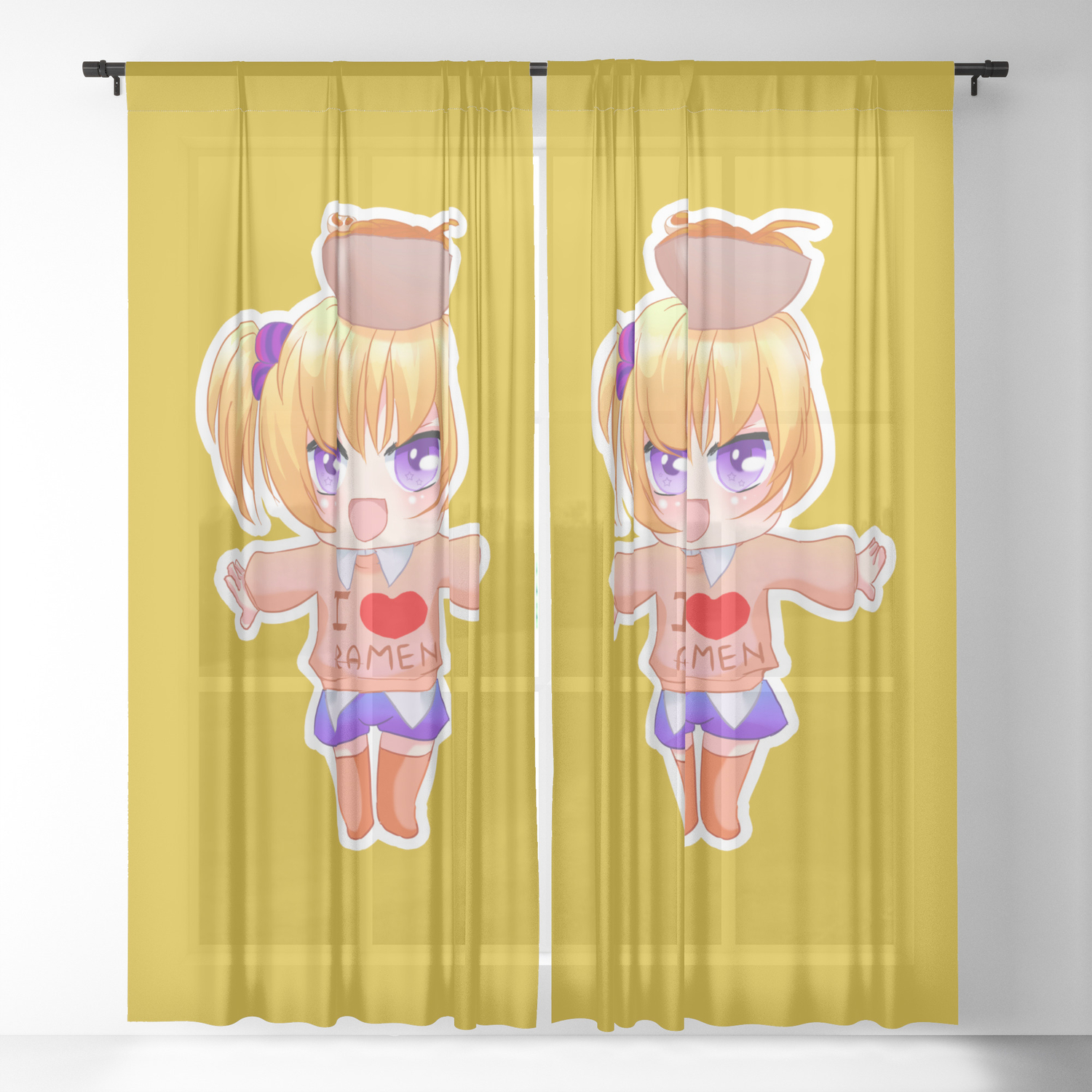 Ramen Noodles Anime Japanese Food Chopstick Gift Sheer Curtain By Pubeast Society6