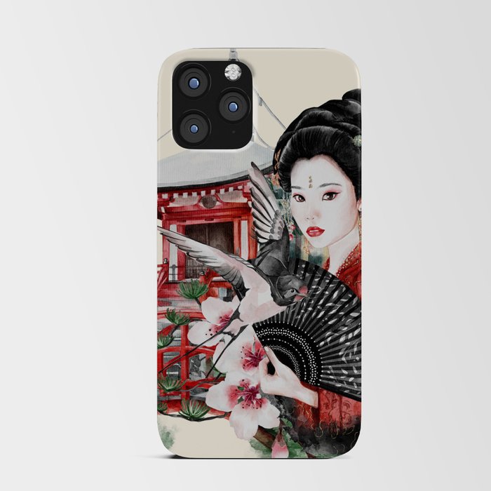 Beautiful Geisha In A Japanese Garden iPhone Card Case