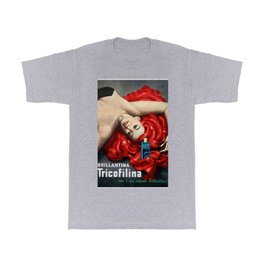 1951 Rita Hayworth Red Hair Brillantina Tricofilina Italian Advertising Vintage Poster by Gino Boccasile T Shirt