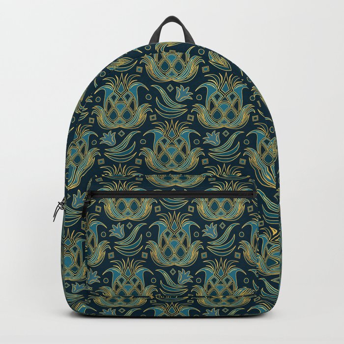 Luxe Pineapple // Art Deco Blue Backpack