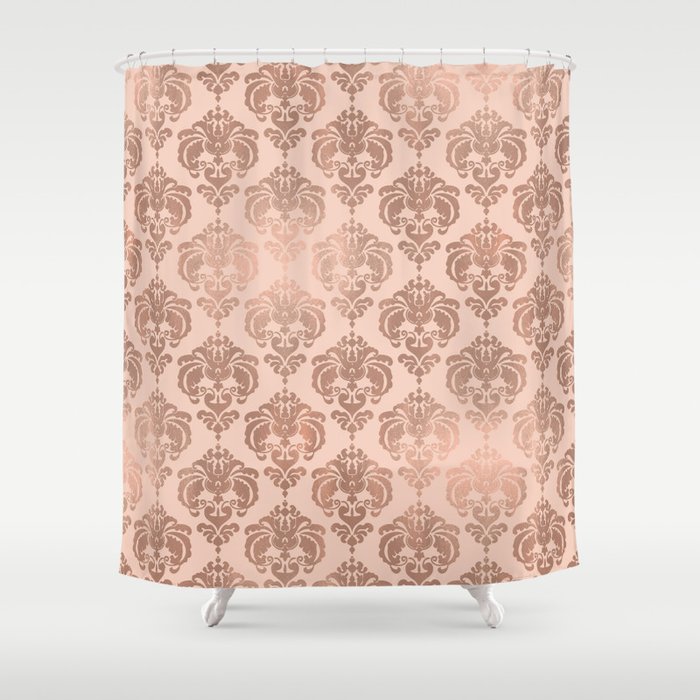 Rose Gold Damask Shower Curtain By Christyne Society6