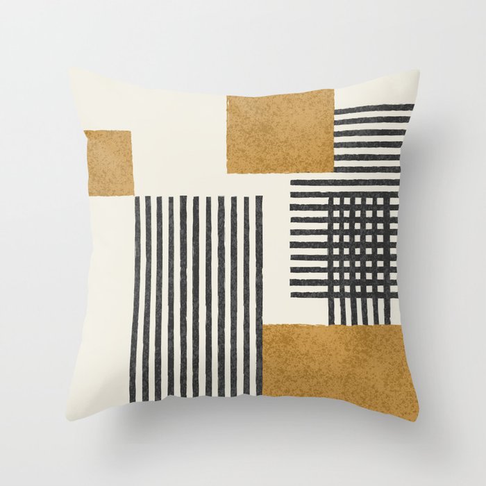Stripes and Square Composition - Abstract Throw Pillow by MoonlightPrint