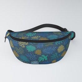 Moody Hawaii Quilted: Deep blues, with quilted water lines Fanny Pack
