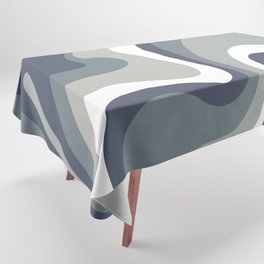 Trippy Psychedelic Abstract in Blue, Grey and Neutral Tones Tablecloth