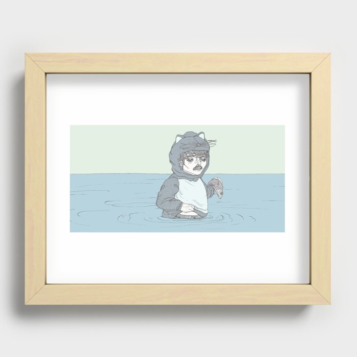 Furry Fishing Recessed Framed Print