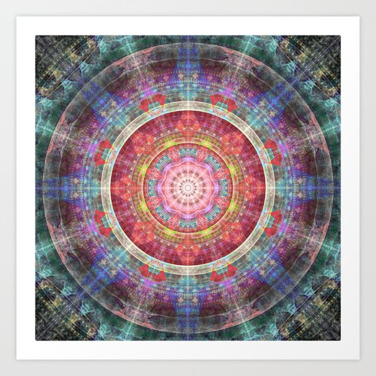 groovy colourful mandala filled with tribal patterns Art Print
