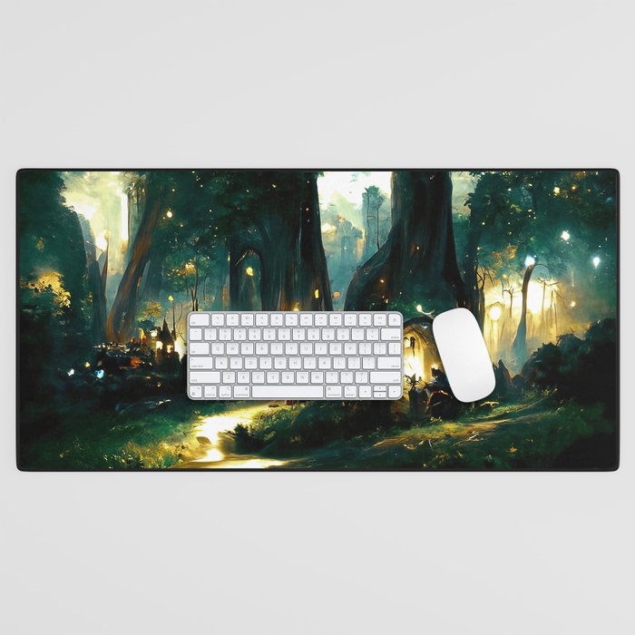 Walking through the fairy forest Desk Mat