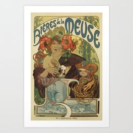 Alfons Mucha art nouveau beer ad Art Print