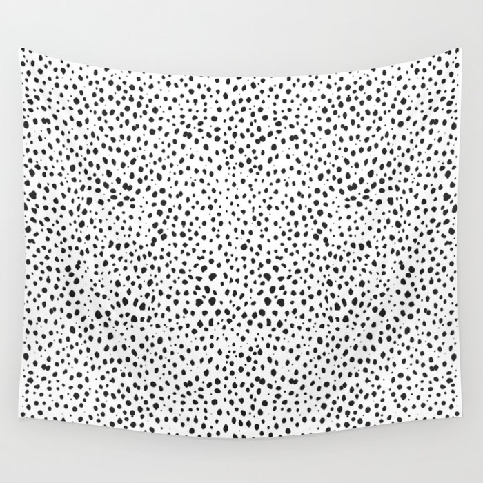 Dalmatian Spots Black and White Polka Dots Wall Tapestry by