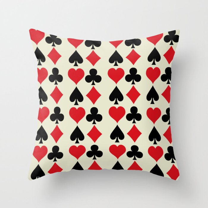 Playing Card Suits Print Throw Pillow