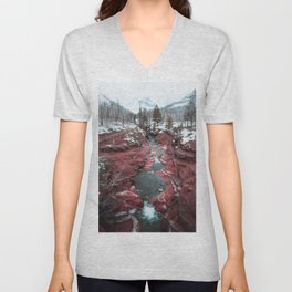 Red Rock Canyon in the Winter V Neck T Shirt